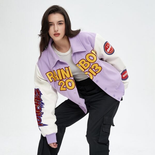 Custom Women's Contrast Varsity Bomber Jacket - VW-DE6C - Style DE6C50 - product detail view 9