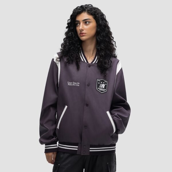 Custom Women's Contrast Varsity Jacket - Style D038F7 - product detail view 3 Custom Women's Contrast Varsity Jacket - Style D038F7 - product detail view 3