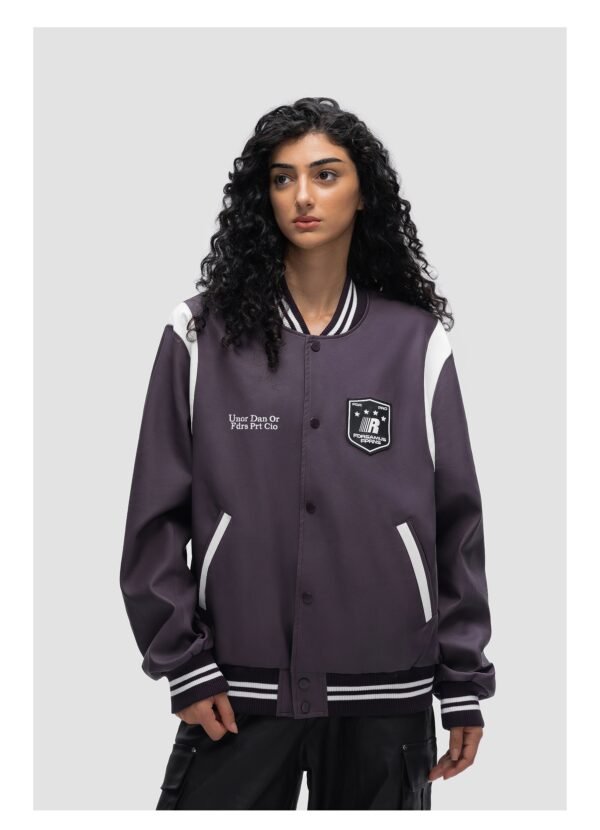 Custom Women's Contrast Varsity Jacket - Style D038F7 - product detail view 8 Custom Women's Contrast Varsity Jacket - Style D038F7 - product detail view 8