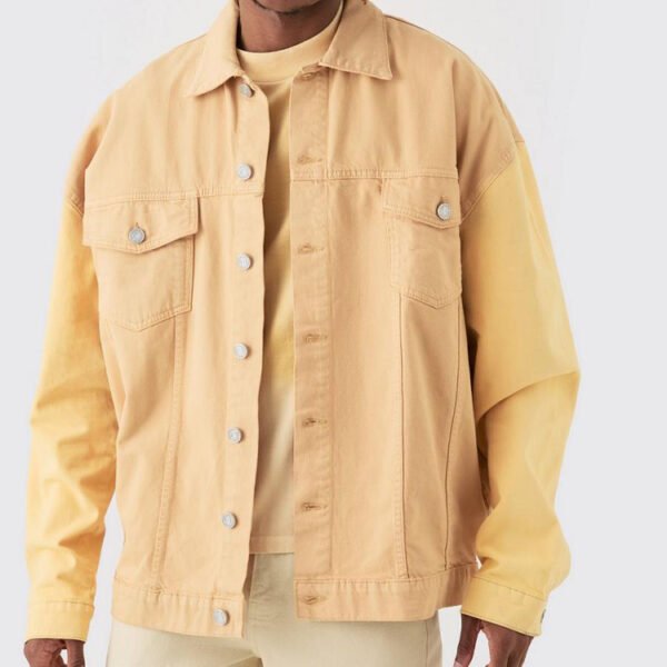 Custom Yellow Denim Trucker Jacket | - Style CD98E2 - product detail view 3 Custom Yellow Denim Trucker Jacket | - Style CD98E2 - product detail view 3