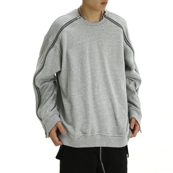 Custom Zip-Detail Relaxed Crewneck Sweatshirt - Style 7203D1 - product detail view 2