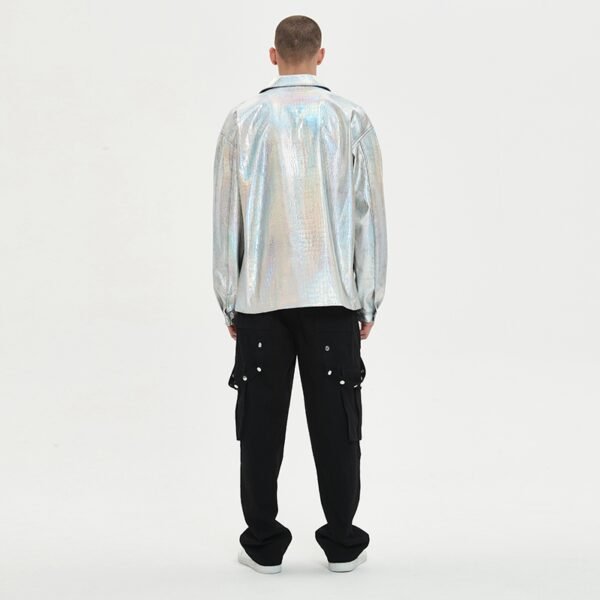 Custom Iridescent Textured Panel-Print Streetwear Jacket - Style 4B9BE8 - product detail view 3