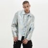 Custom Iridescent Textured Panel-Print Streetwear Jacket - Style 4B9BE8 - product detail view 6