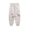 Custom Reinforced Drawcord Cargo Jogger Pants - Style A1DBF5 Light grey jogger pants with reinforced drawcord and cargo pockets
