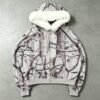 Custom Tree Camo Fur-Trim Boxy Zip Hoodie - Style 610284 Tree camo print fur-trim boxy zip hoodie