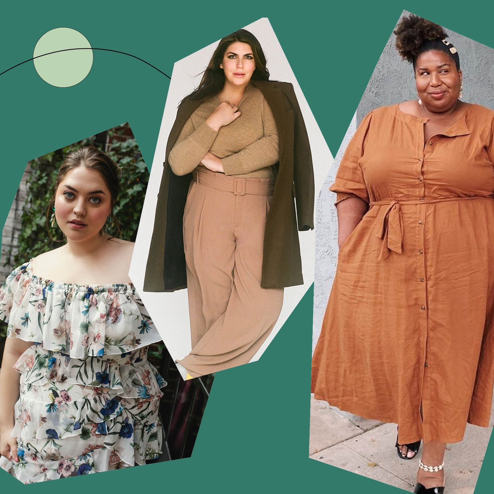Plus size women modeling fashionable apparel