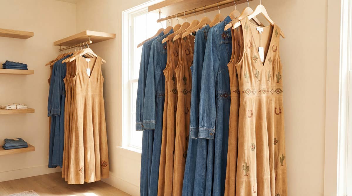 Western-style dresses hanging on a rack