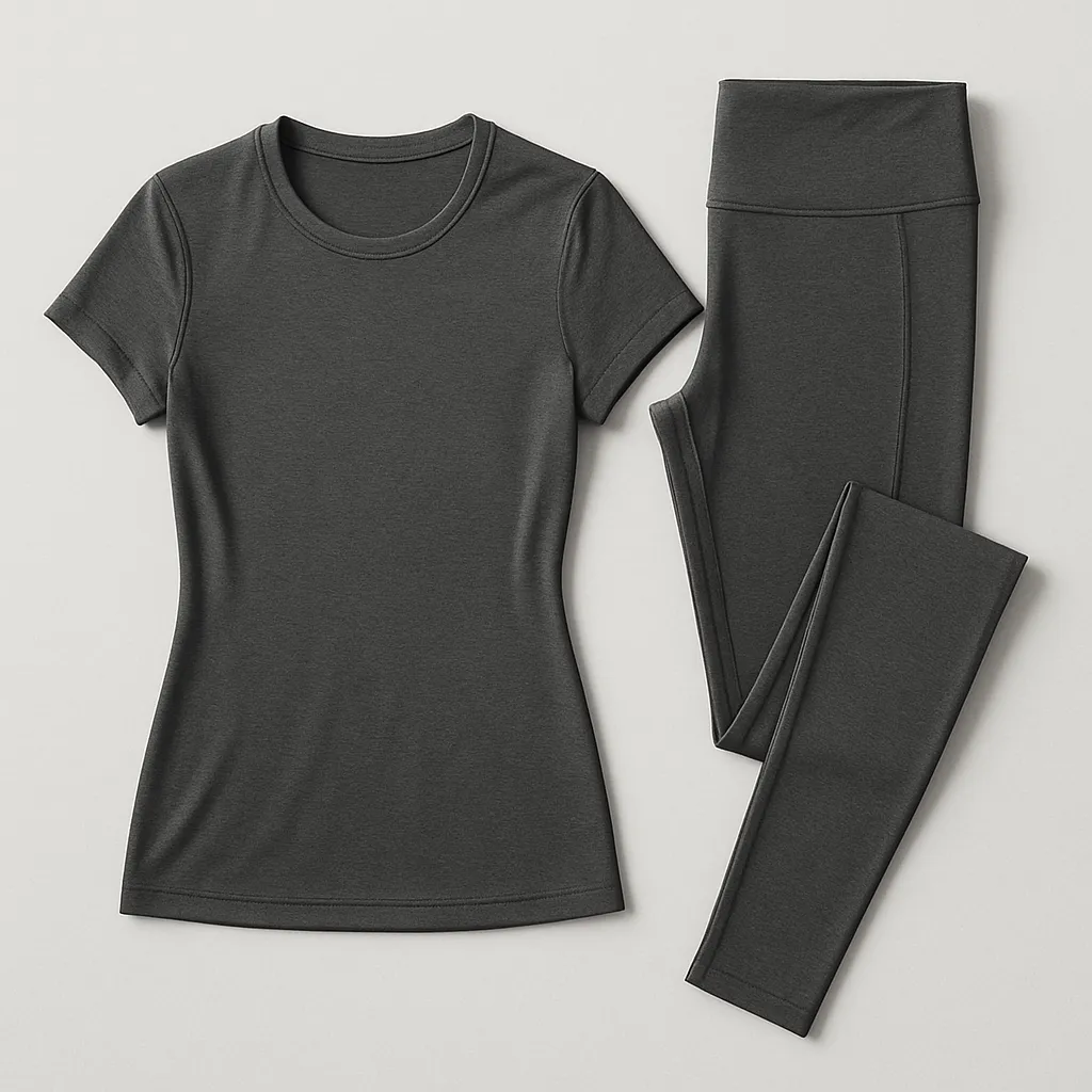 Dark grey activewear t-shirt and leggings set