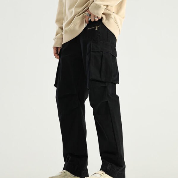 Custom Vintage-Washed Loose Multi-Pocket Cargo Pants - Style 5E528A - product detail view 2